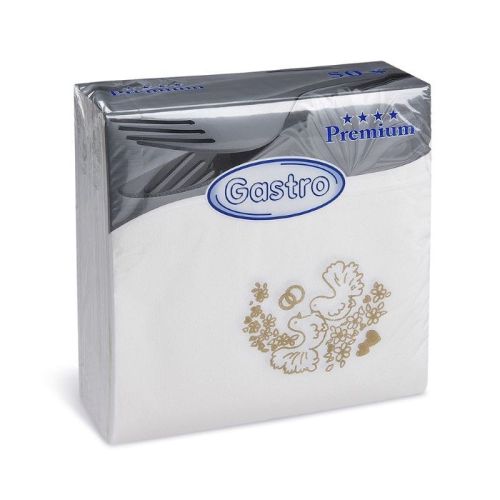 Serwetki Airlaid 40x40 cm białe z motywem gołębicy na Ślub i Komunię - NakryjTo.pl