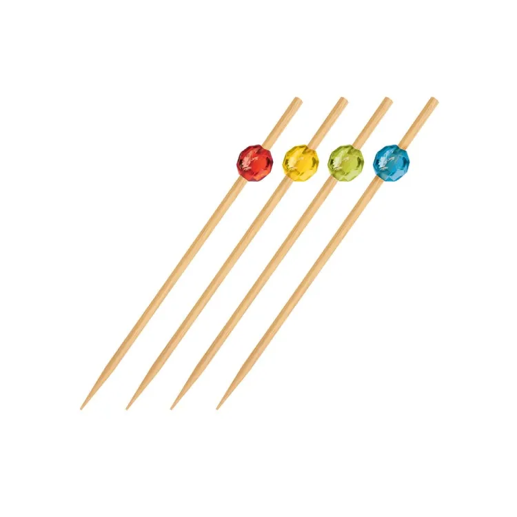 wykałaczki dekoracyjne z koralikiem 12 cm 100 sztuk bambusowe patyczki do finger food