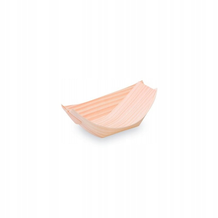 Małe drewniane łódeczki bambusowe finger food 8x5,5 cm opakowanie 100 sztuk na przekąski cateringowe