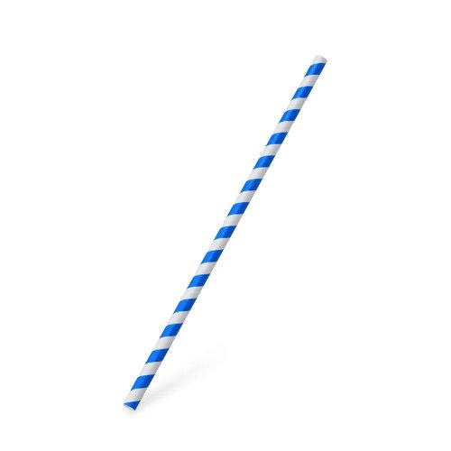 Słomki papierowe biało-niebieska 8mm 25cm 100 szt.