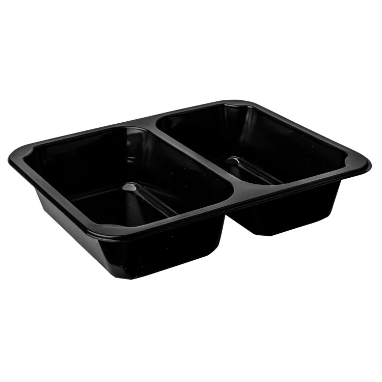 pojemnik Papstar 45770 obiadowy dwudzielny do zgrzewu czarny 50 sztuk wielorazowy REUSE PP