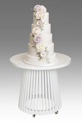 Stół na tort weselny na kółkach LAMELLO WHITE PREMIUM - 80cm - Styl Glamour