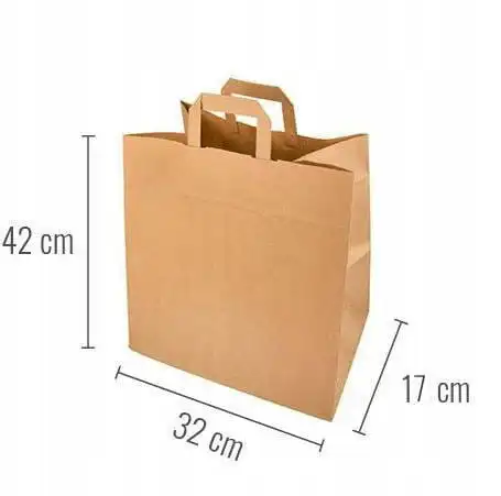 Torba papierowa eko 32x17x42 cm brązowa z płaskim uchwytem NakryjTo