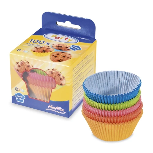 Kolorowe papierowe papilotki foremki do muffinek i babeczek 100 sztuk mix barw