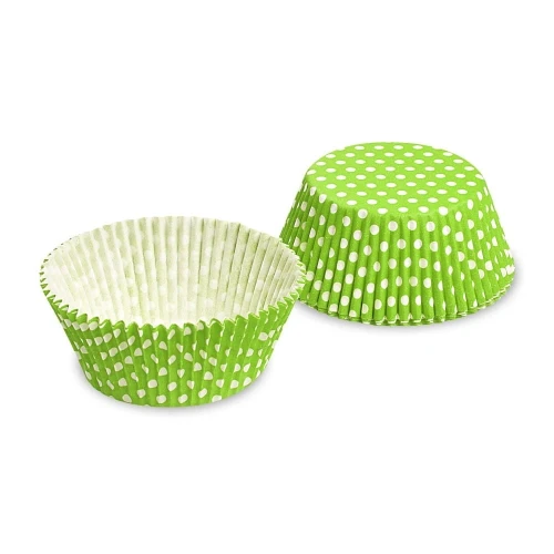 Zielone foremki papierowe w kropki do babeczek o wysokości 50x30mm zestaw 40 sztuk