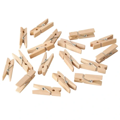 Ozdobne mini klamerki i spinacze drewniane 3,5 cm Papstar w zestawie 100 sztuk.
